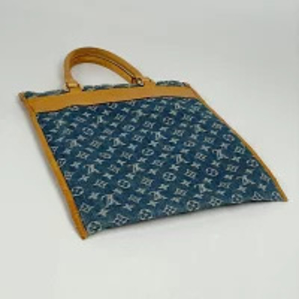 Louis Vuitton Handbag Shopper Flat Monogram Bag Tote Blue Denim